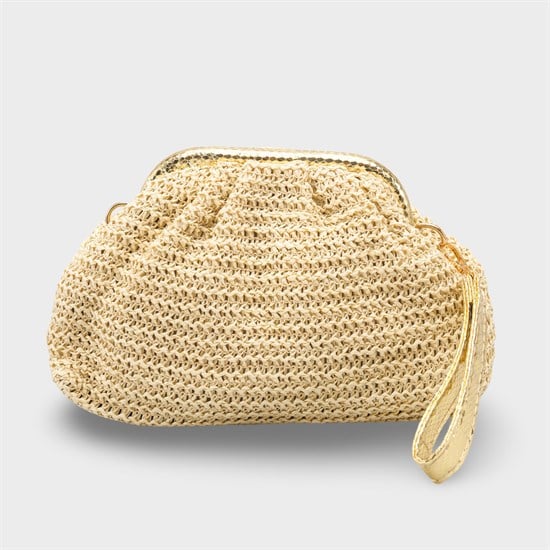 Capone Capri Raffia Look Drawstring Women Beige Bag