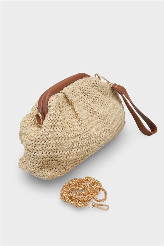 Capone Capri Raffia Look Drawstring Women Beige Bag image 5