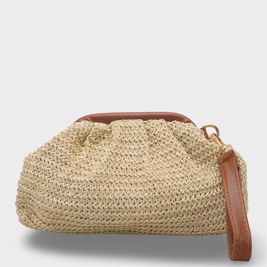 Capone Capri Raffia Look Drawstring Women Beige Bag