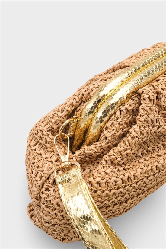 Capone Capri Raffia Look Drawstring Women Mink Bag image 5