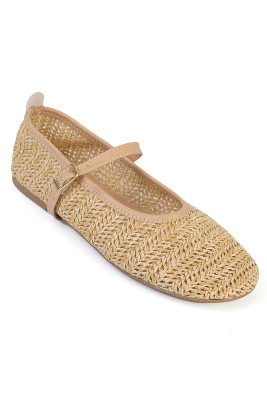 Capone Carlina Barefoot Comfort Women V Raffia Beige Ballet Flat