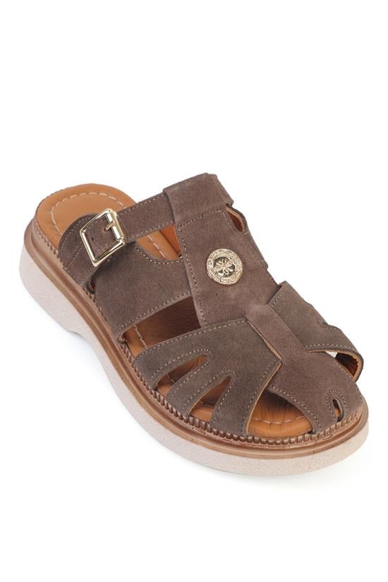 Capone Cher Genuine Suede Gladiator Wedge Heel Women Mink Sandal