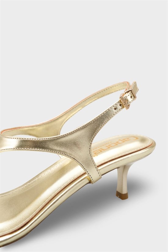 Capone Corella Round Toe Mid Heel Toe Post Women Gold Shoe image 5