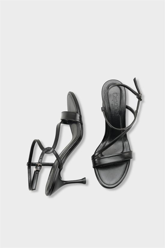 Capone Corilla Round Toe Mid Heel Ankle Strap Elegant Women Black Shoe image 6