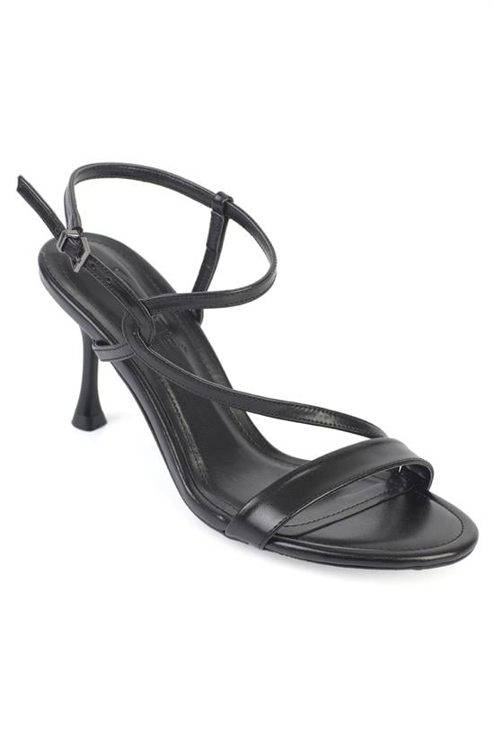 Capone Corilla Round Toe Mid Heel Ankle Strap Elegant Women Black Shoe