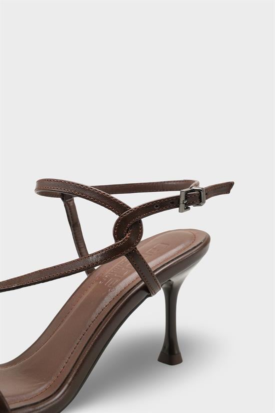 Capone Corilla Round Toe Mid Heel Ankle Strap Elegant Women Brown Shoe image 5