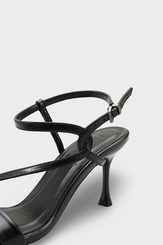 Capone Corilla Round Toe Mid Heel Ankle Strap Elegant Women Black Shoe image 5