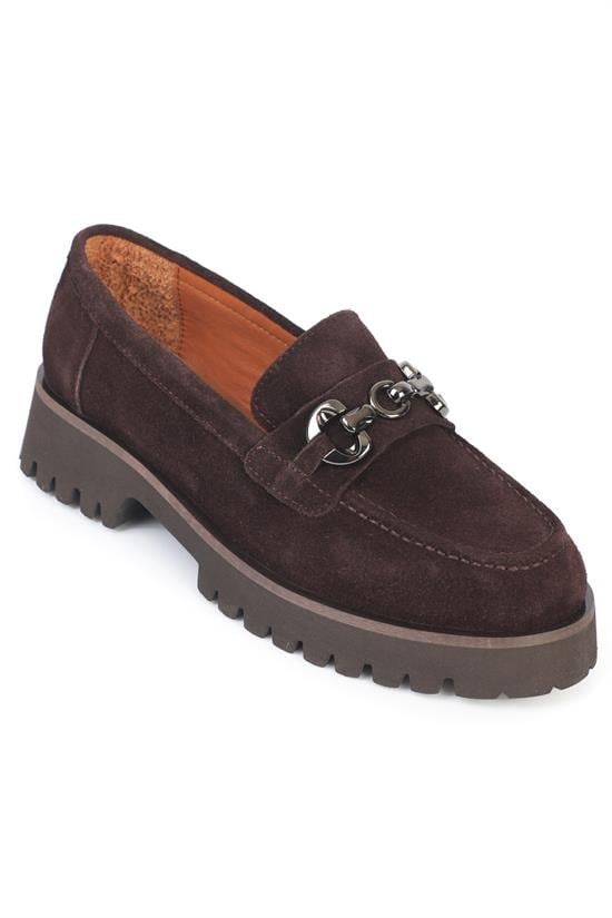 Capone Cork Sole Leather Women Brown Loafer