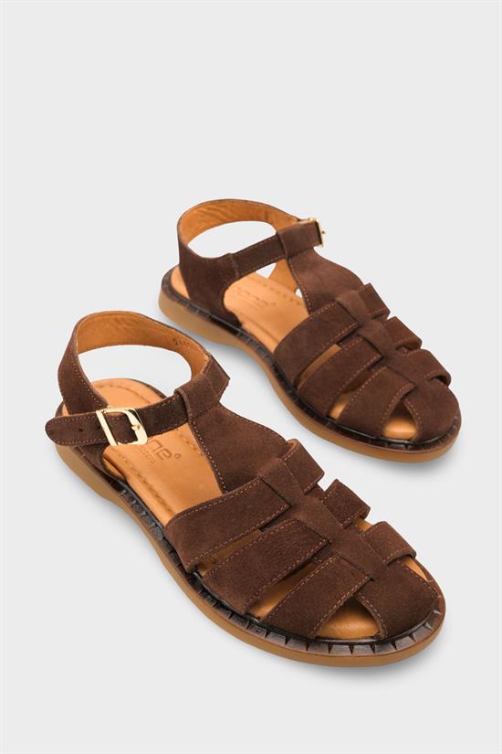 Capone Corrine Genuine Suede Gladiator Flat Heel Women Brown Sandal image 3