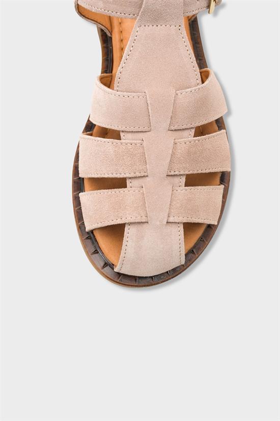 Capone Corrine Genuine Suede Gladiator Flat Heel Women Beige Sandal image 4