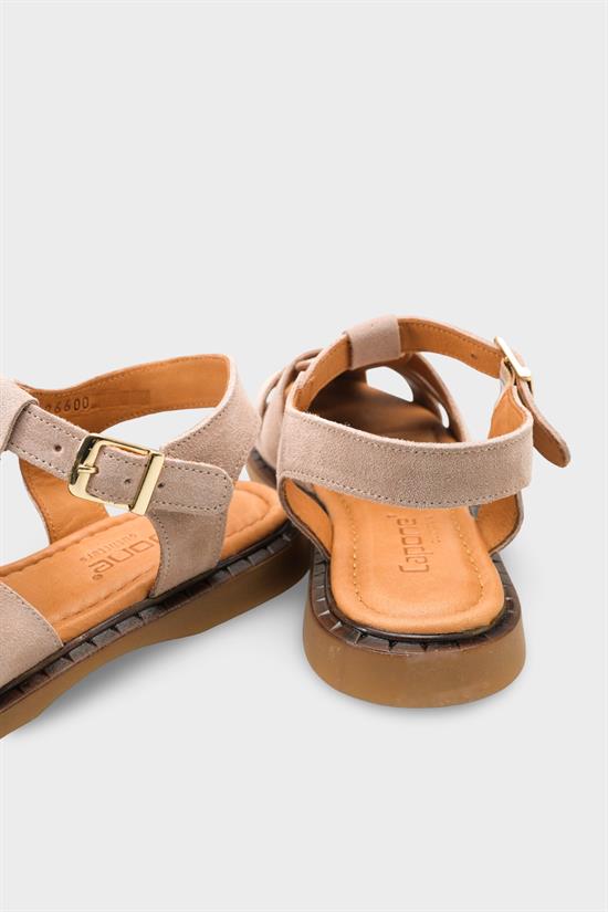 Capone Corrine Genuine Suede Gladiator Flat Heel Women Beige Sandal image 5