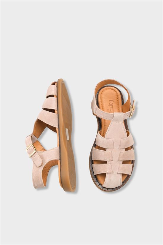 Capone Corrine Genuine Suede Gladiator Flat Heel Women Beige Sandal image 6