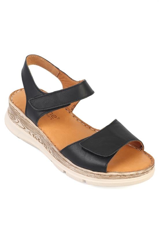 Capone Corrinne Genuine Leather Soft Comfort Women Black Sandal