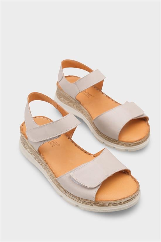 Capone Corrinne Genuine Leather Soft Comfort Women Silver Grey Sandal image 3
