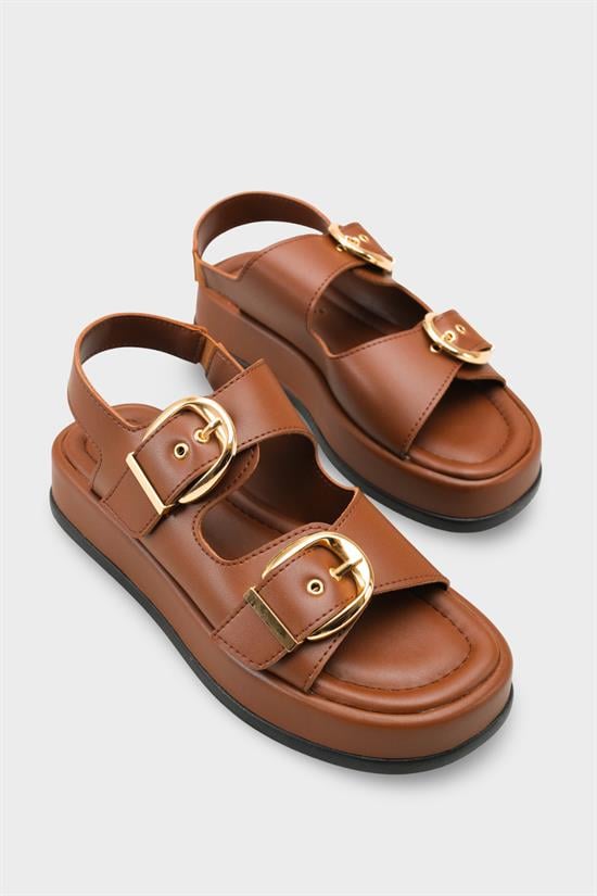 Capone Cortney Wedge Heel Double Band Buckle Women Brown Sandal image 3