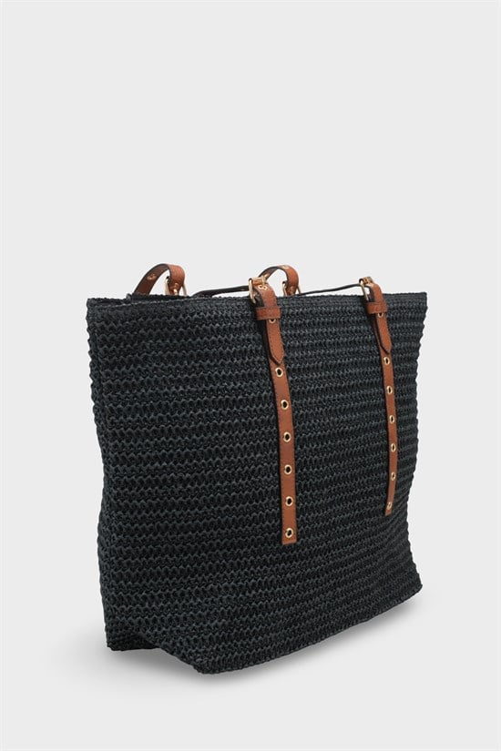Capone Costa Blanca Raffia Look Women Black Tote Bag image 3