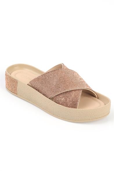 Capone Cross Crystal Embellished Band Crystal Detail Wedge Heel Woman Sandals image 4