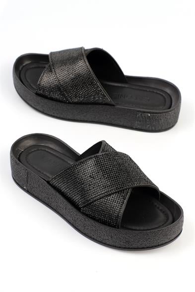 Capone Maren Cross Crystal Embellished Band Crystal Detail Wedge Heel Woman Sandals image 3