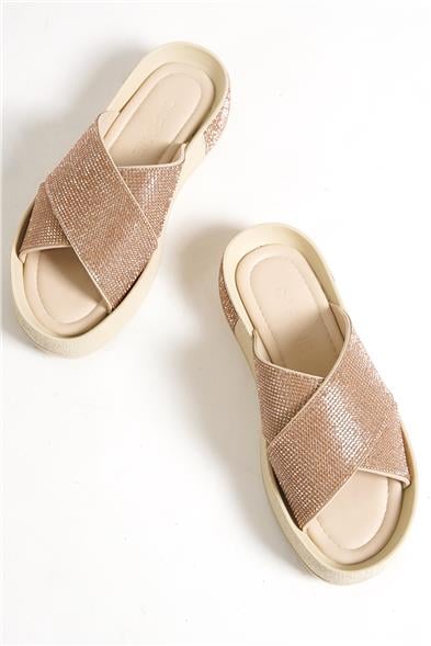 Capone Cross Crystal Embellished Band Crystal Detail Wedge Heel Woman Sandals image 2