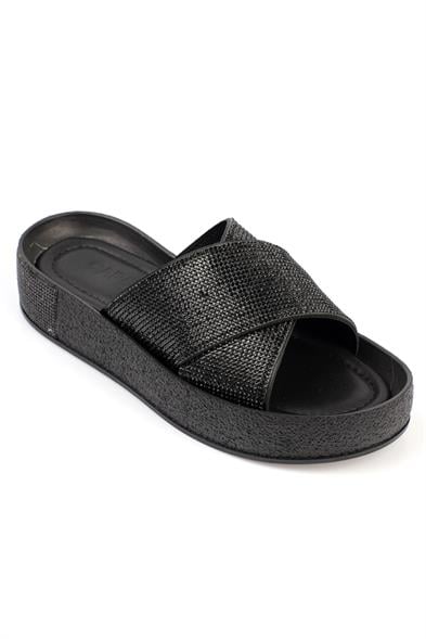 Capone Maren Cross Crystal Embellished Band Crystal Detail Wedge Heel Woman Sandals image 5