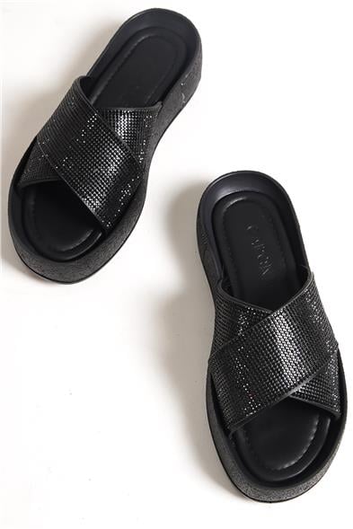 Capone Maren Cross Crystal Embellished Band Crystal Detail Wedge Heel Woman Sandals image 2