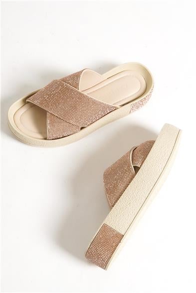 Capone Cross Crystal Embellished Band Crystal Detail Wedge Heel Woman Sandals image 5