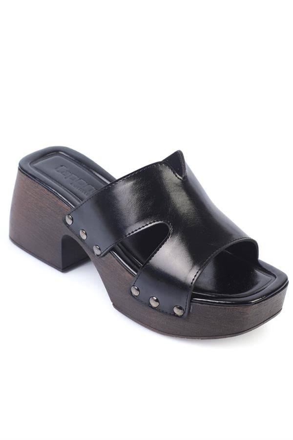 Capone Cross Strap Women Black Sabot Sandals