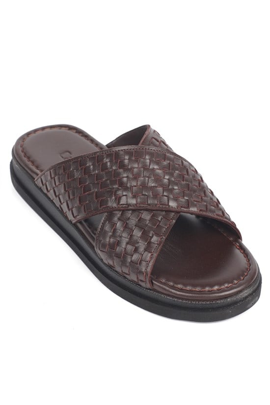 Capone Cross Strap Woven Pattern Men Sandal