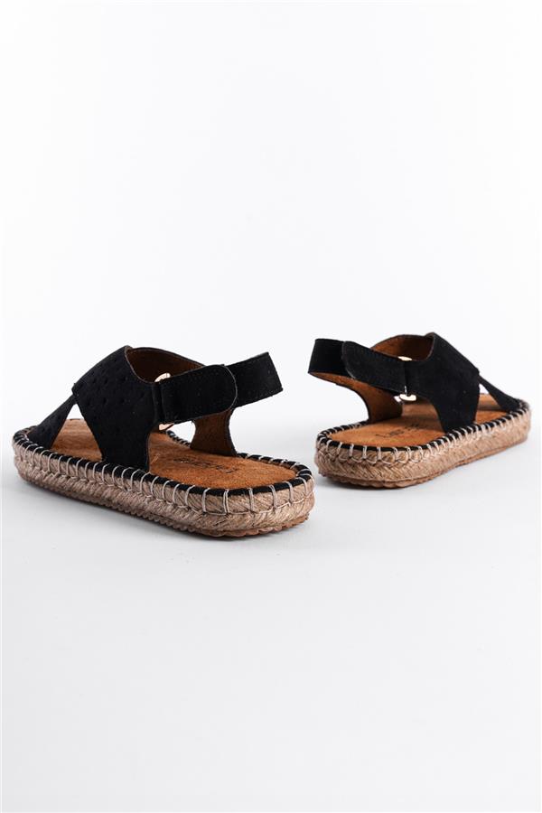 Capone Brook Cross-Strapped Women Suede Black Espadrille Sandals image 3