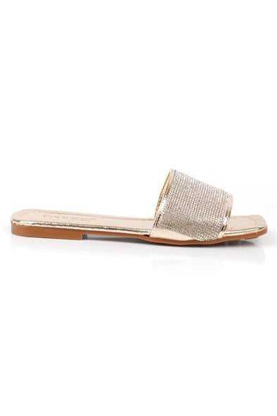 Capone Margo Crystal Embellished Single Banded Flat Heel  Quilted Woman Sandals image 2