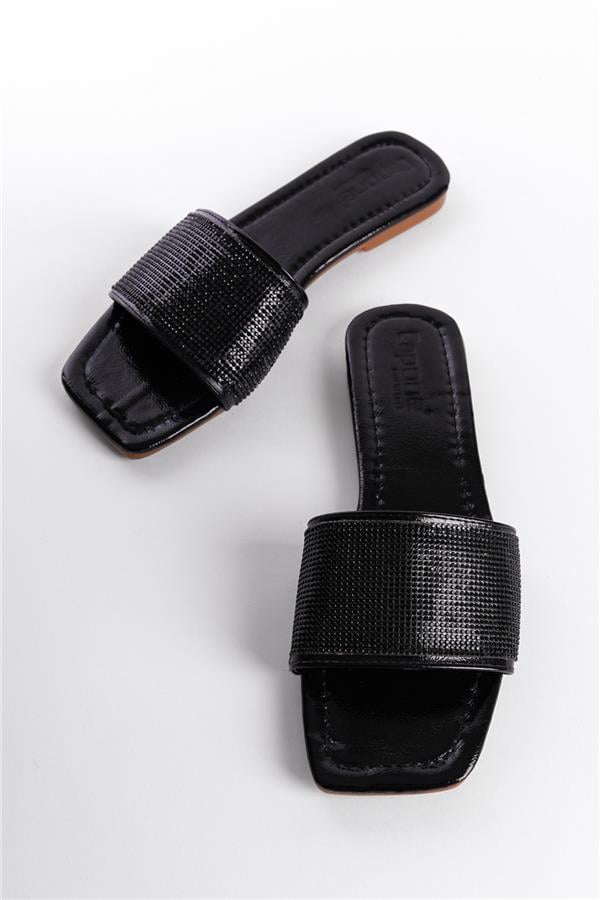 Capone Crystal Embellished Single Banded Flat Heel  Quilted Woman Sandals image 4