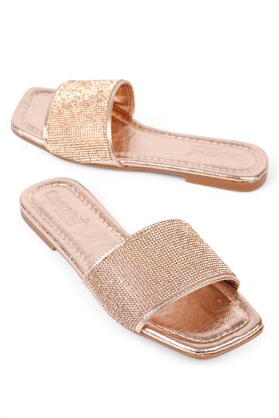 Capone Crystal Embellished Single Banded Flat Heel  Quilted Woman Sandals image 3