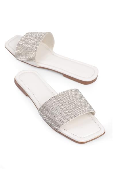 Capone Marga Crystal Embellished Single Band Flat Heel  Quilted Woman Sandals image 5