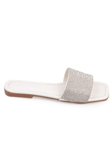 Capone Marga Crystal Embellished Single Band Flat Heel  Quilted Woman Sandals image 4
