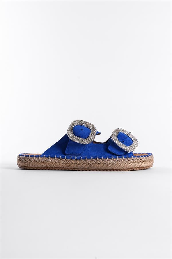 Capone Crystal Embellished Women Blue Espadrille Slippers image 2