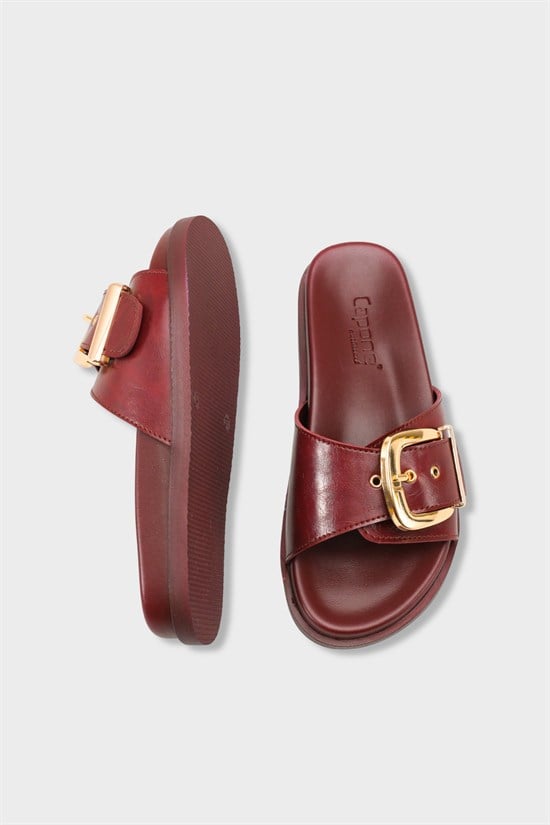 Capone Cybelle Flat Heel Single Band Metal Buckle Women Cherry Sandal image 6