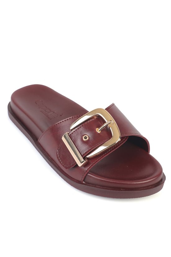 Capone Cybelle Flat Heel Single Band Metal Buckle Women Cherry Sandal