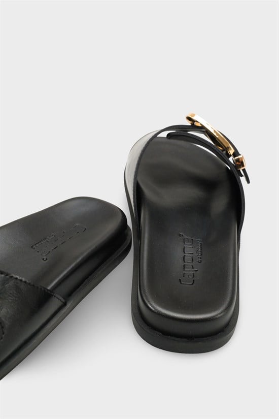 Capone Cybelle Flat Heel Single Band Metal Buckle Women Black Sandal image 5