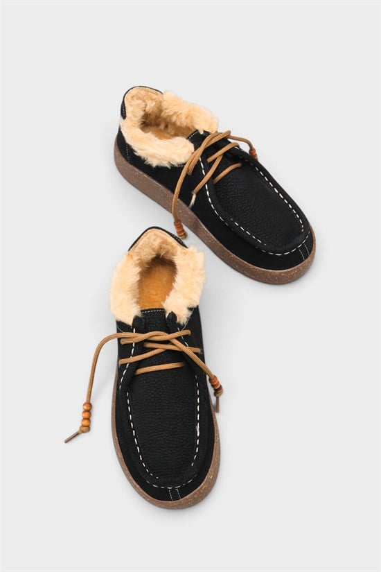 Capone Daffi Genuine Nubuck Leather Comfort Wooden Accessory Women Nubuck Black Loafer image 3