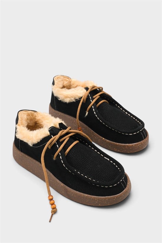 Capone Daffi Genuine Nubuck Leather Comfort Wooden Accessory Women Nubuck Black Loafer image 2