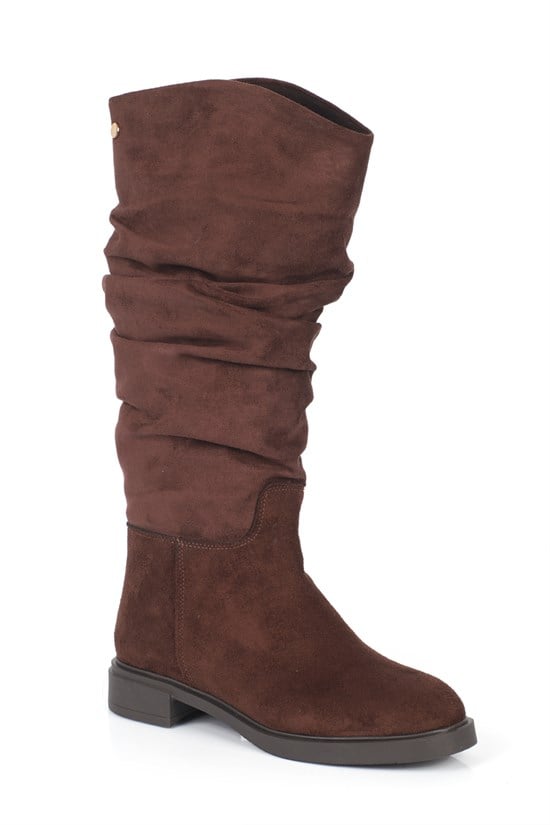 Capone Daniele Low Heel Ruched Suede Look Women  Boot