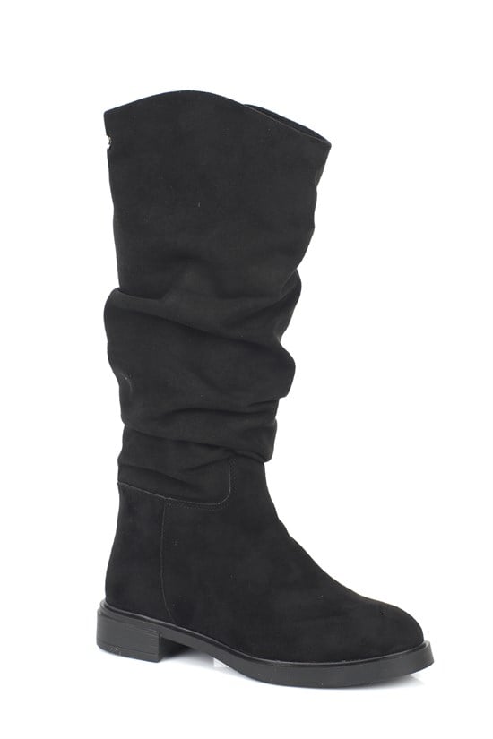 Capone Daniele Low Heel Ruched Suede Look Women  Boot