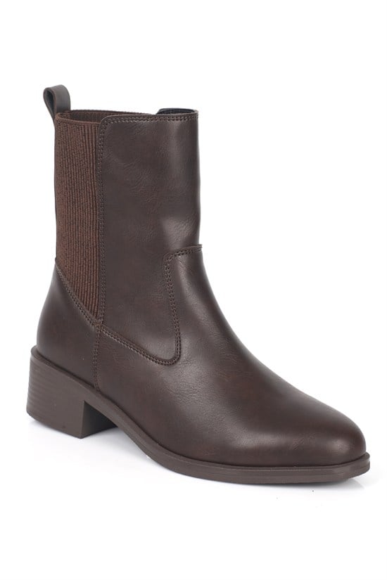 Capone Darleen Mid Heel Elastic Shaft Casual Women Brown Ankle Boot