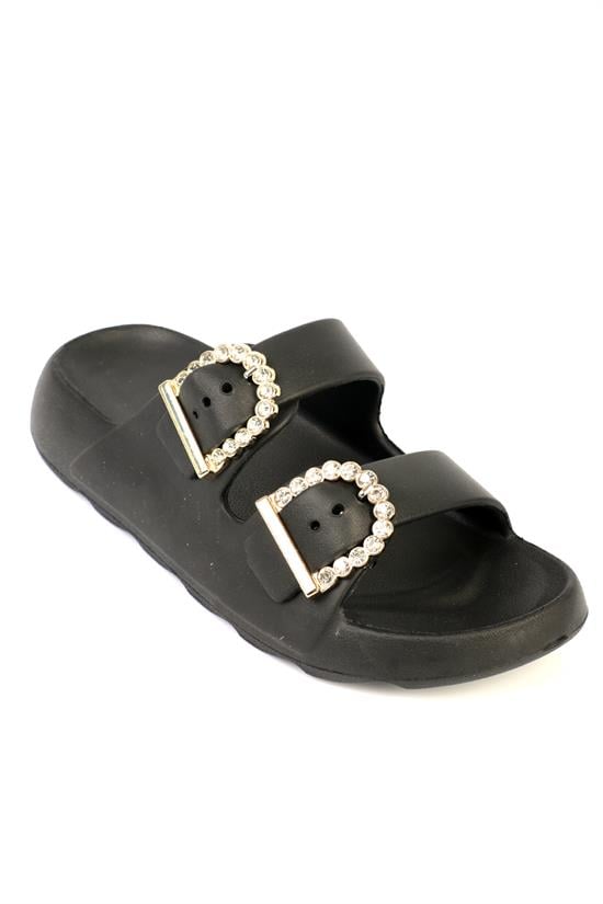 Capone Della EVA Double Buckle Women Black Sandal