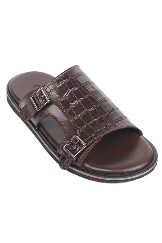 Capone Double Buckle Croc Pattern Men Sandal
