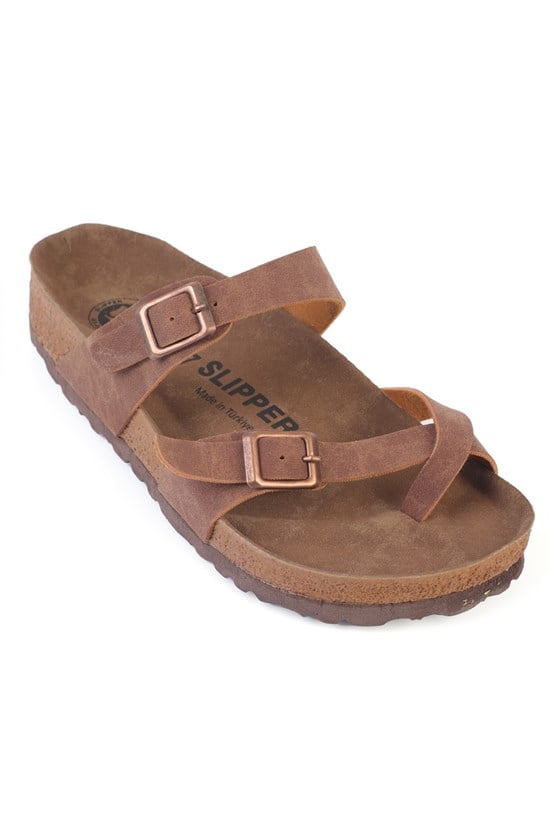 Capone Double Buckle Thong Flat Heel Women  Sandal