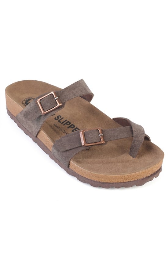 Capone Double Buckle Thong Flat Heel Women  Sandal