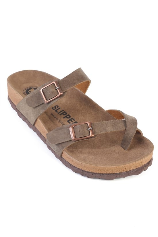 Capone Double Buckle Thong Flat Heel Women  Sandal