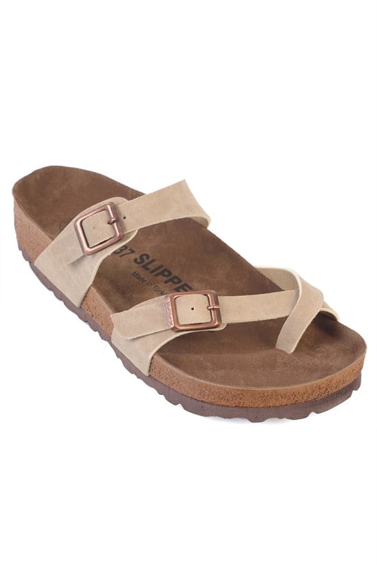Capone Double Buckle Thong Flat Heel Women  Sandal