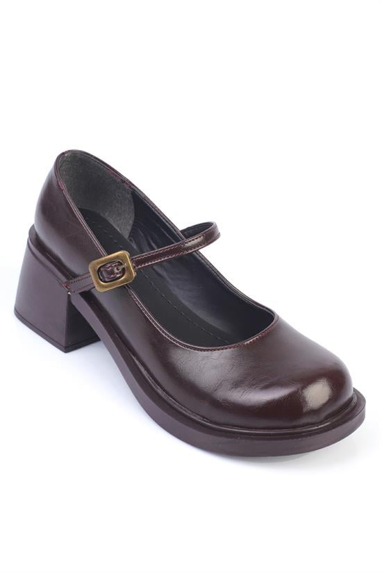 Capone Double Buckled Mary Jane Women Burgundy Shoes
